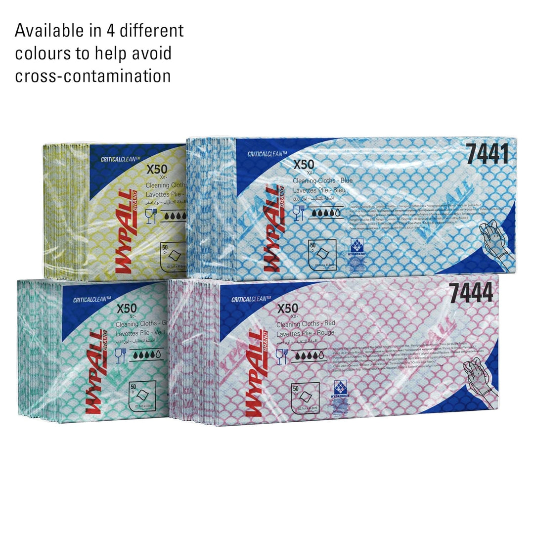 WypAll® X50 Critical Clean™ 7441, blaue, farbcodierte Reinigungstücher mit Interfold-Faltung, für kr