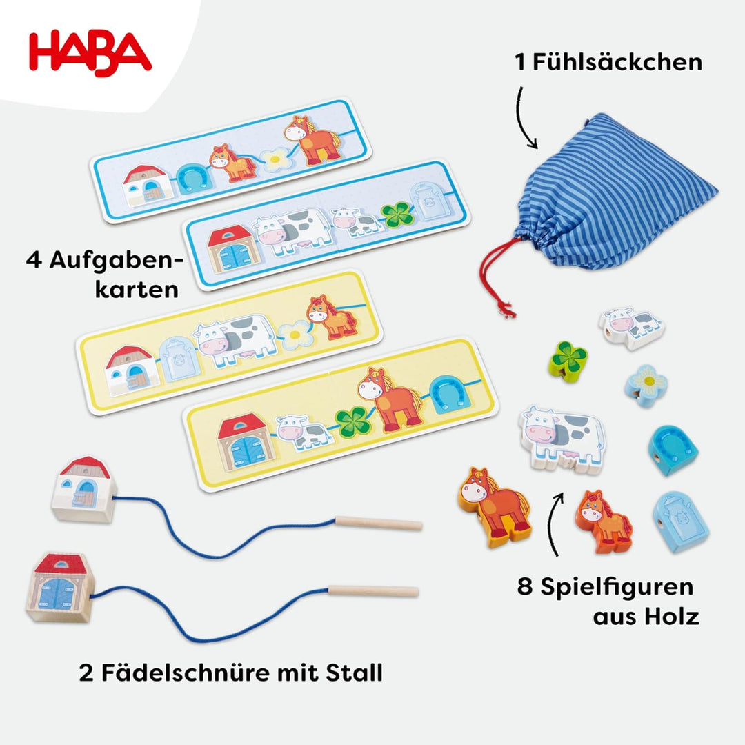 HABA 5580 - Meine erste Spielwelt Bauernhof Fädelspiel auf dem Land, liebevoll gestaltetes Lernspiel