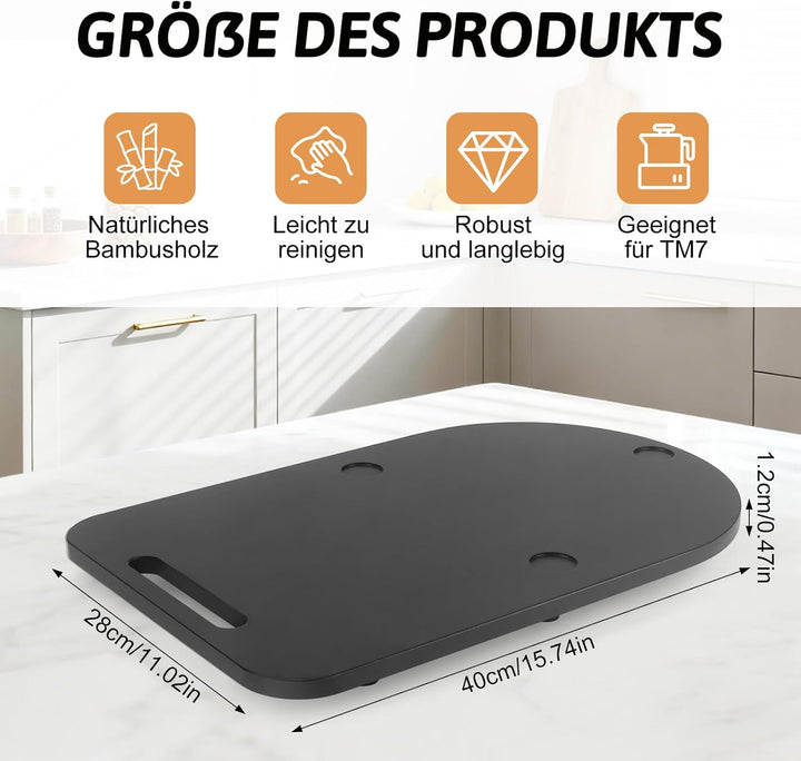 Gleitbrett TM7 für Thermomix TM7 Zubehör, Brett für Thermomix, Leicht Gleitendes Bambus Rollbrett Sl