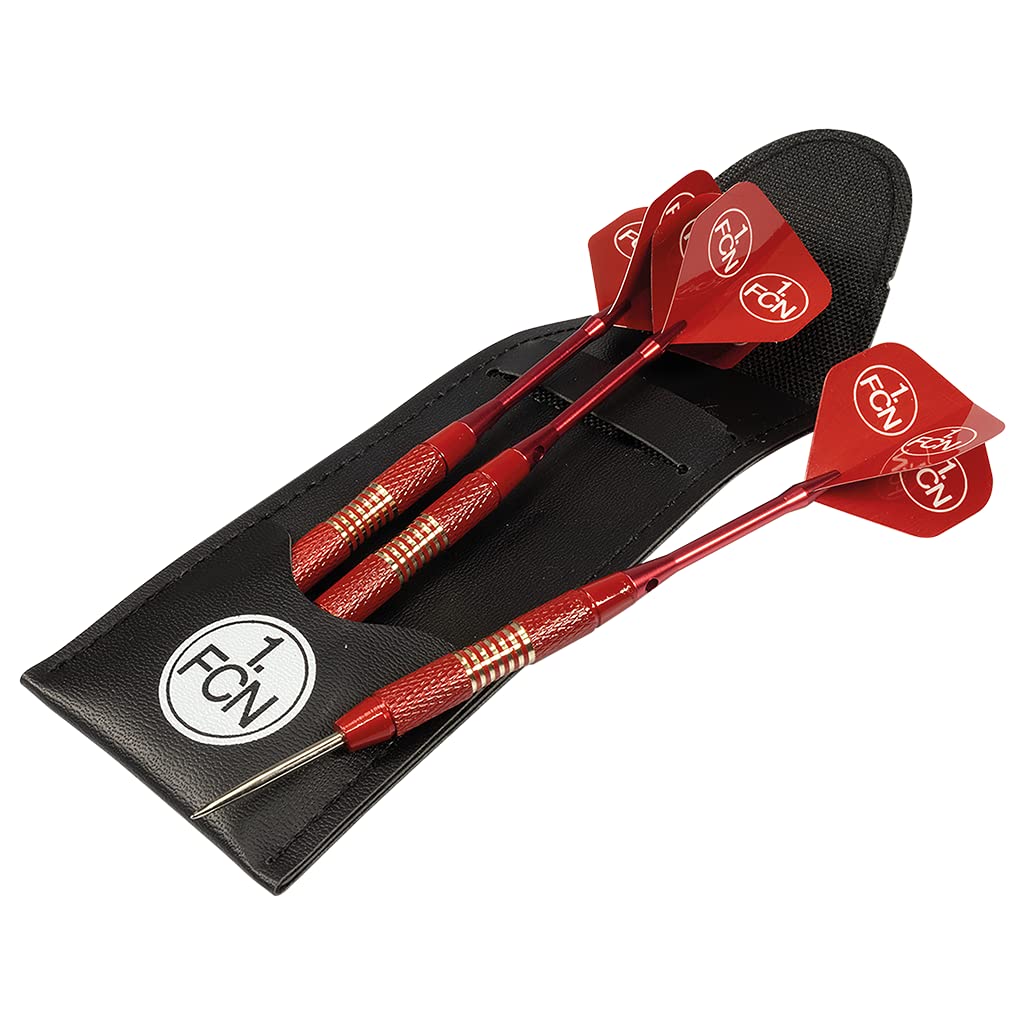 1. FC Nürnberg Steeldarts ROT Dartpfeile mit Etui und Flights Dart Pfeile FCN - Plus Lesezeichen Wir