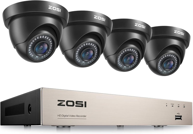 ZOSI Aussen 1080P Video Überwachungssystem 8CH H.265+ 4in1 DVR mit 4 HD 1080P 2.0MP Dome Überwachung