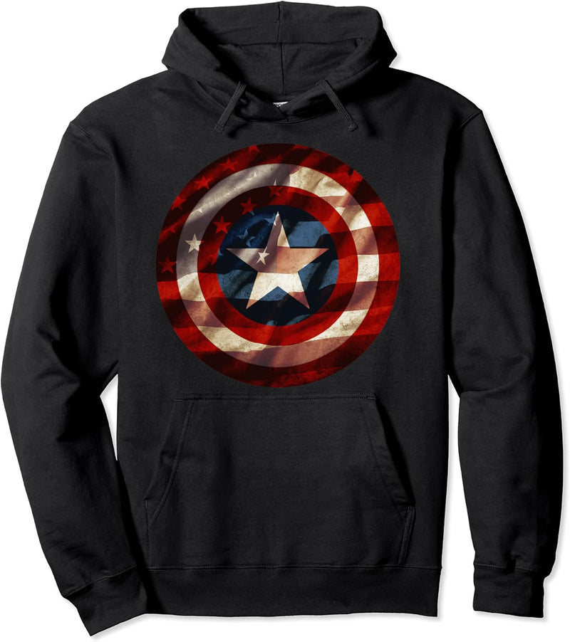 Marvel Captain America Avengers Shield Flag Pullover Hoodie