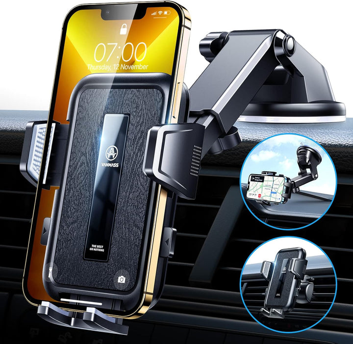 VANMASS Handyhalterung Auto [2022 Upgrade Saugkraft] Handy Halterung Auto Lüftung & Saugnapf Univers