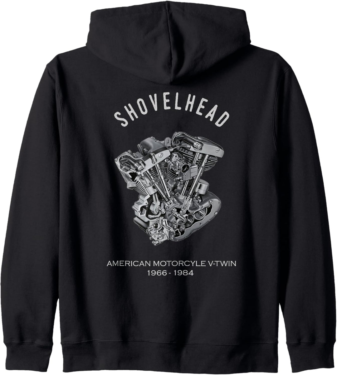 Vintage HD Motorrad VTwin ShovelHead Motor Zeichnung Biker Kapuzenjacke