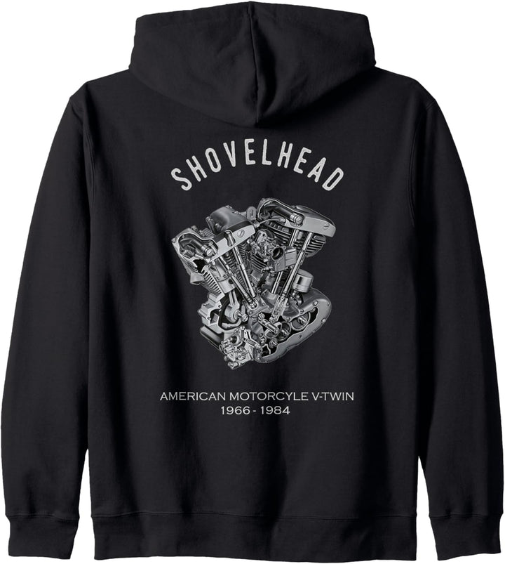 Vintage HD Motorrad VTwin ShovelHead Motor Zeichnung Biker Kapuzenjacke