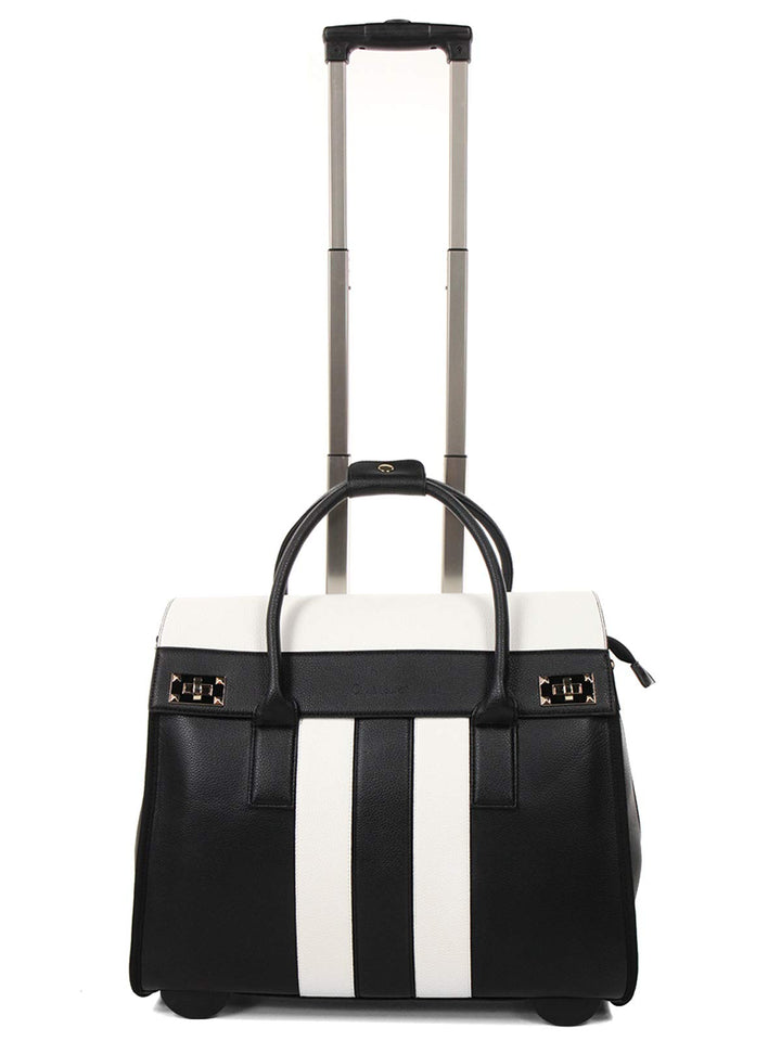 Bowatex Elegante Damen Laptoptasche Akten Trolley auf 2 Rollen Weiss Schwarz
