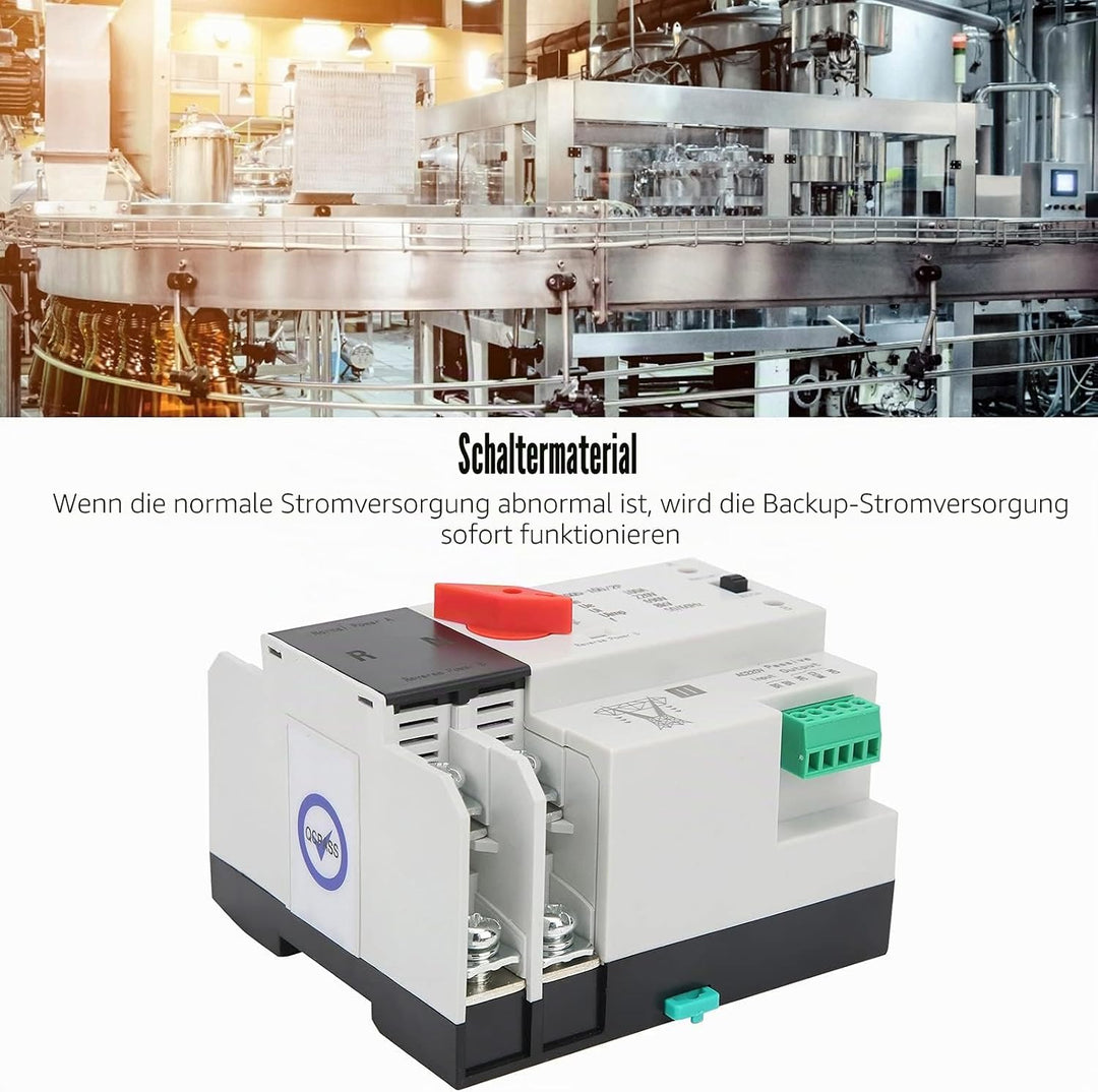 DEWIN Automatischer Transferschalter, 2P Dual Power Automatischer Transferschalter Ununterbrochener