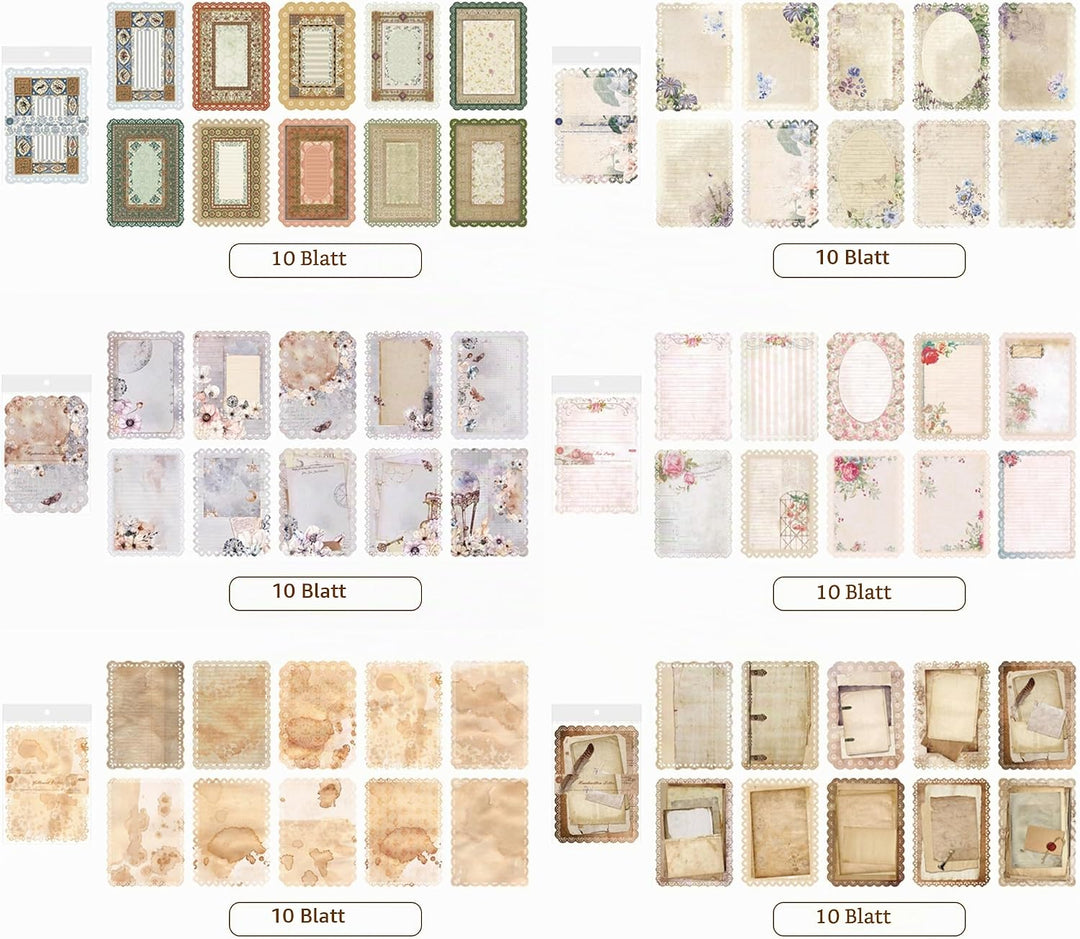 60 Stück Spitze Vintage scrapbooking papier Set, für Brief Schreiben, Scrapbook Papier, Junk Journal