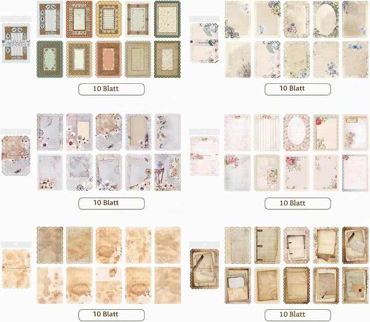 60 Stück Spitze Vintage scrapbooking papier Set, für Brief Schreiben, Scrapbook Papier, Junk Journal