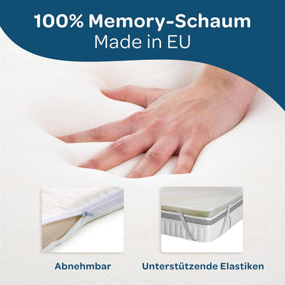 Oeko-TEX® Zertifizierter Matratzen Topper 90x190 mit 100% Memory Foam - Matratzentopper 90x190 cm mi