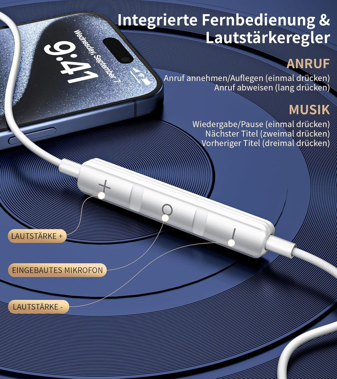 USB C Kopfhörer für Samsung Galaxy S26 S25 S24 Ultra A56 A55 iPhone 17 Kopfhörer mit Kabel USB C Hea