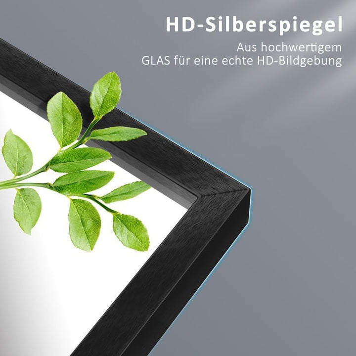 Spiegel Schwarz 50x70cm Wandspiegel Rechteckig mit Metall Rahmen Dekorative Spiegel für Badezimmer W