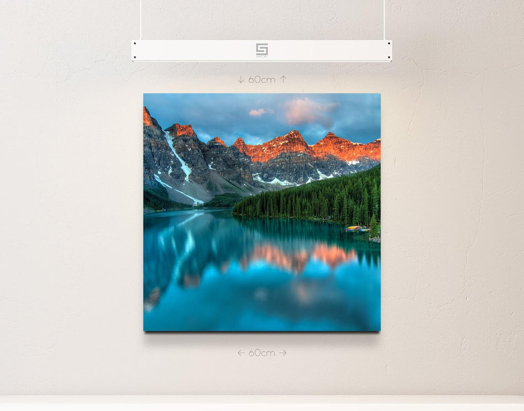 Paul Sinus Art Leinwandbilder | Bilder Leinwand 90x90cm Moraine See im Banff-Nationalpark – Kanada,