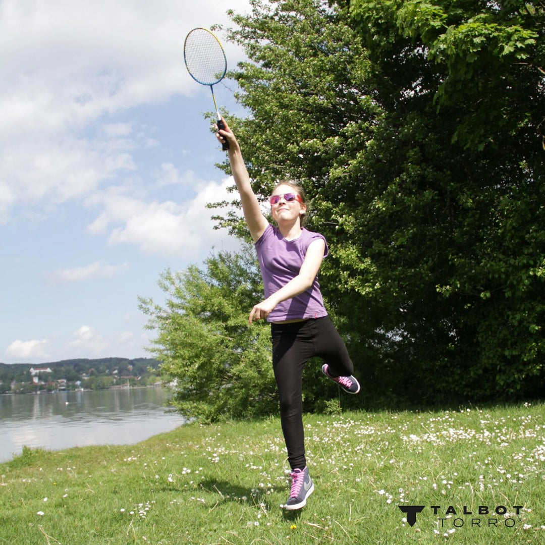 Talbot Torro Badminton-Set Family, Komplettset mit 2 Juniorschläger 53 cm, 2 Standardschläger, 3 Fed