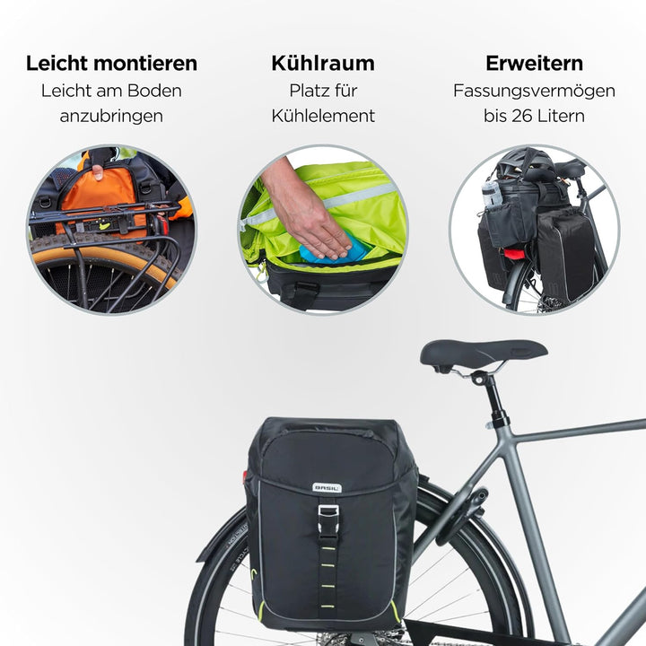 Basil Miles Fahrradtasche 34 x 17 x 43 cm Schwarz (Black), 34 x 17 x 43 cm Schwarz (Black)