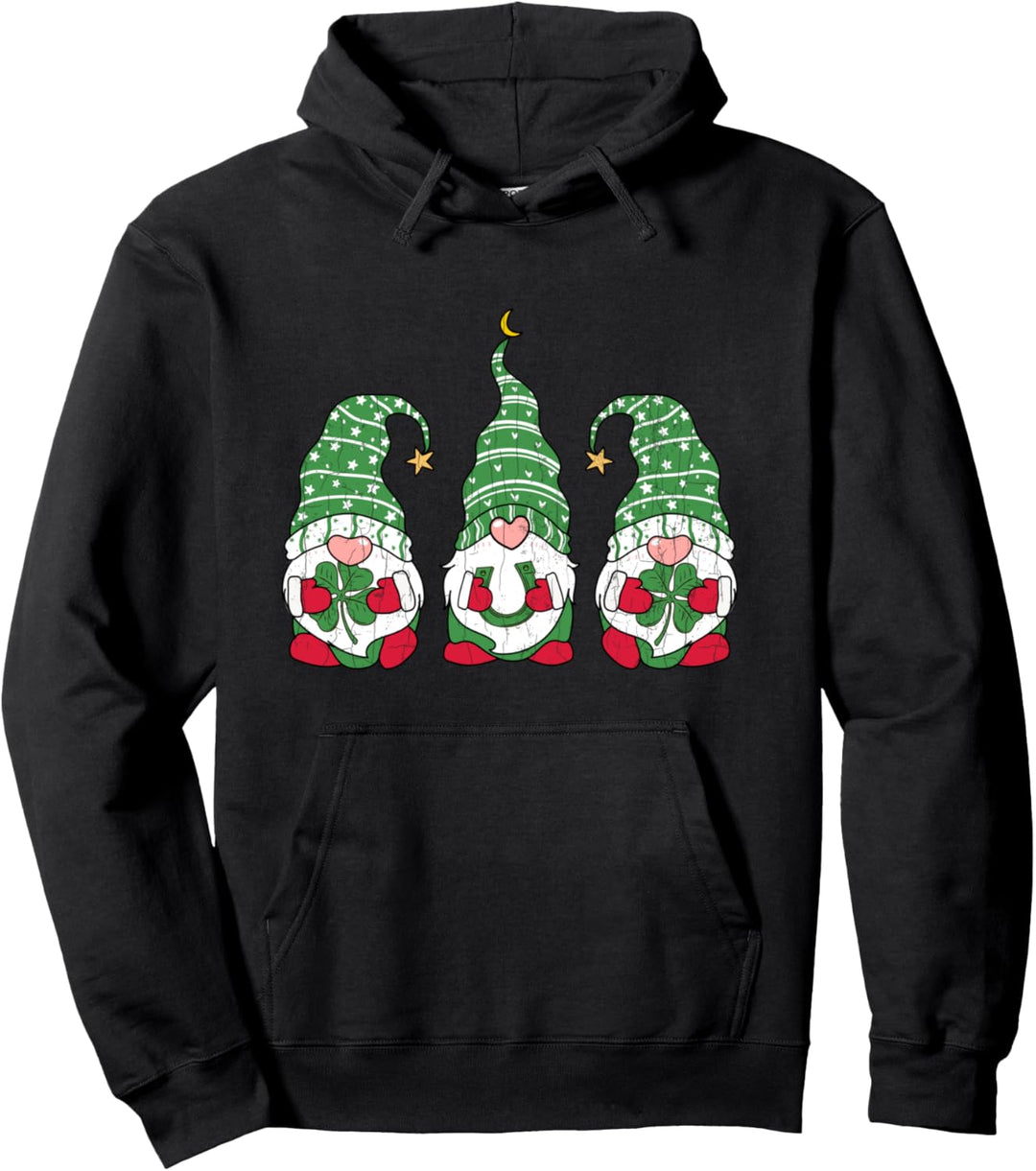 Wichtel mit Blatt, lustiger Aufdruck zum St. Patricks Day Pullover Hoodie
