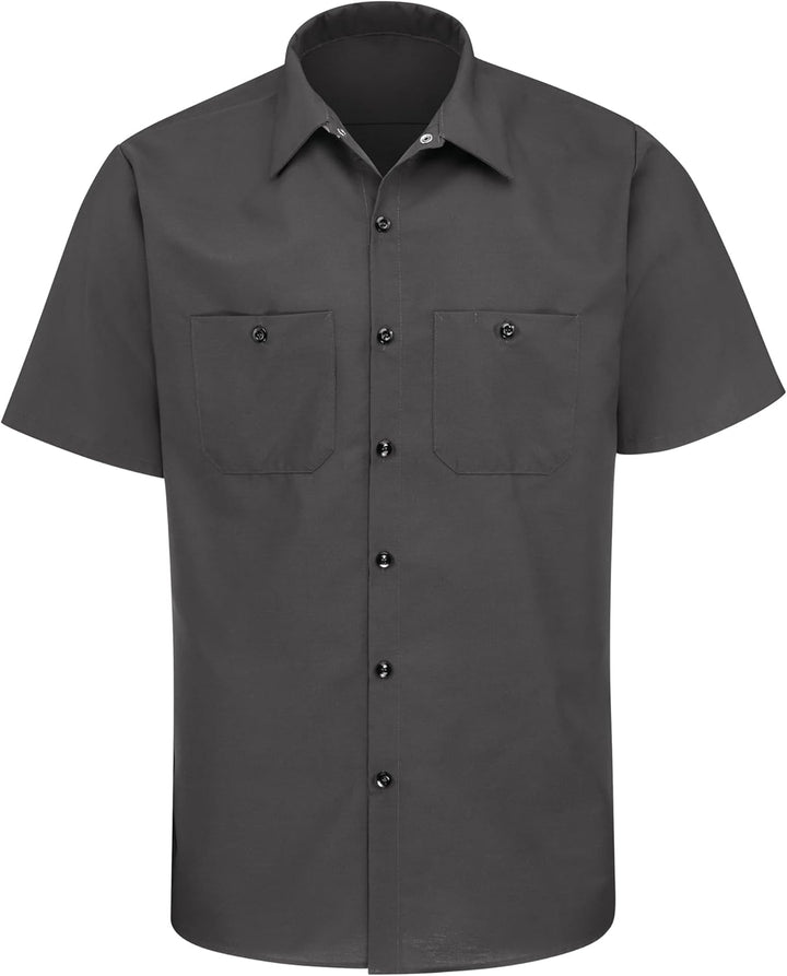 Red Kap Herren Industrielles, Normale Passform, kurzärmelig Button-Down-Arbeitshemd S Anthrazit, S A