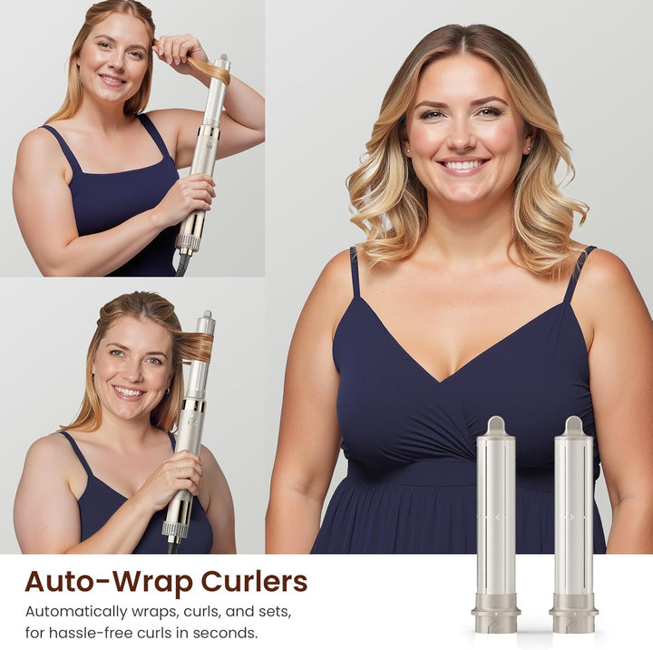 MESCOMB 5 in 1 Airstyler & Hairstyler Set – Ionen Föhn, Auto Lockenstab & Volumenbürste – Schnelltro
