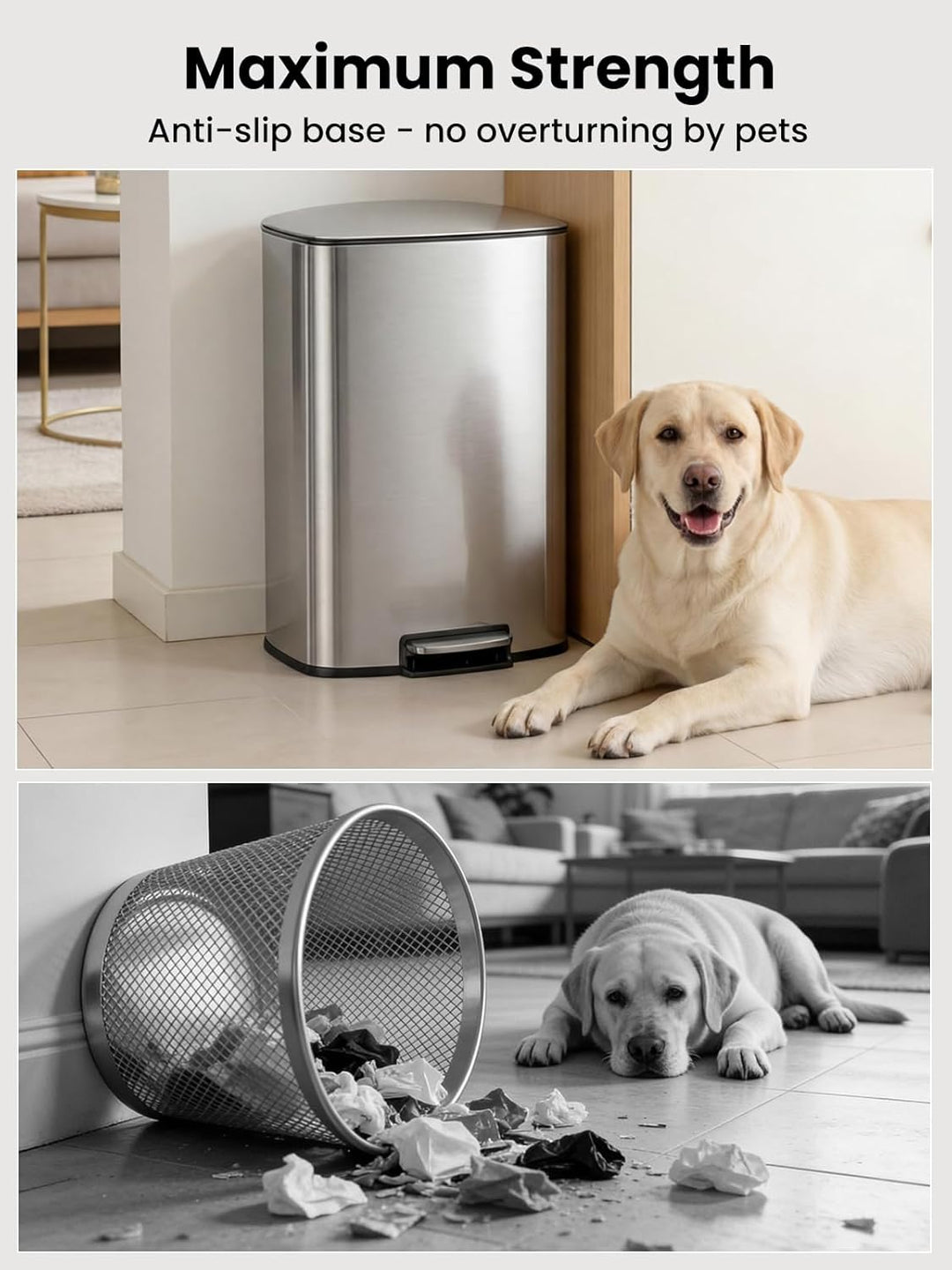 YEAUPE PRO Mülleimer Küche 50L Edelstahl, Treteimer mit Deckel Soft Close, Abfalleimer mit Herausneh