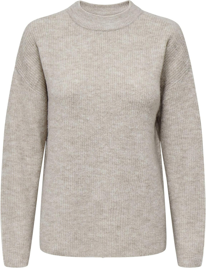 ONLY Female Strickpullover Normal geschnitten Rundhals Tief angesetzte Schulter Pullover L Pumice St