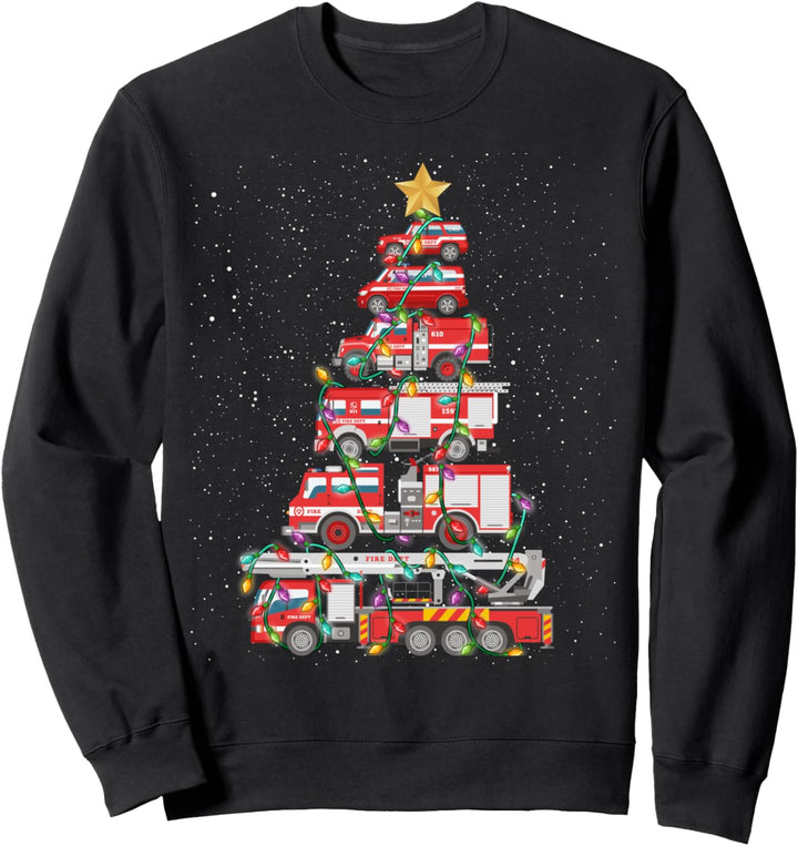 Lustiger Feuerwehr-Baum Feuerwehrauto Weihnachten Merry Xmas Sweatshirt