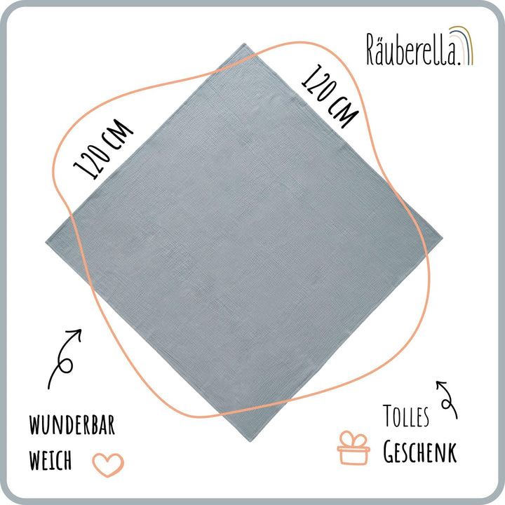 Räuberella ® Original Kuscheldecke 120cm x 120cm Babydecke aus 100% Musselin Bio Baumwolle - Geschen