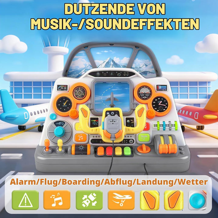 elzle Flugzeug Cockpit Armaturenbrett, Flugzeug Simulator Spielzeug Mit Licht Und Sound Für Kinder A