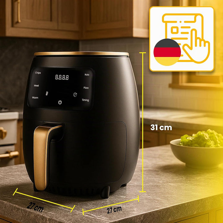 Retoo Heissluftfritteuse XXL 4,5L Airfryer mit 2400W Leistung, LED-Touchscreen, 6-in-1 Funktionen, H