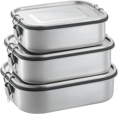 SILBERTHAL Brotdose Edelstahl mit Fächern 3er Set – Lunchbox Kinder & Erwachsene – Auslaufsicher & L