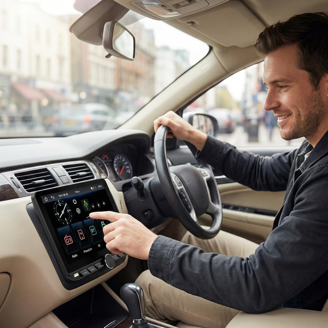 Autoradio 1Din mit drehbar Bildschirm(10.1"), Kompatibel mit [Wireless] Apple CarPlay/Android Auto B