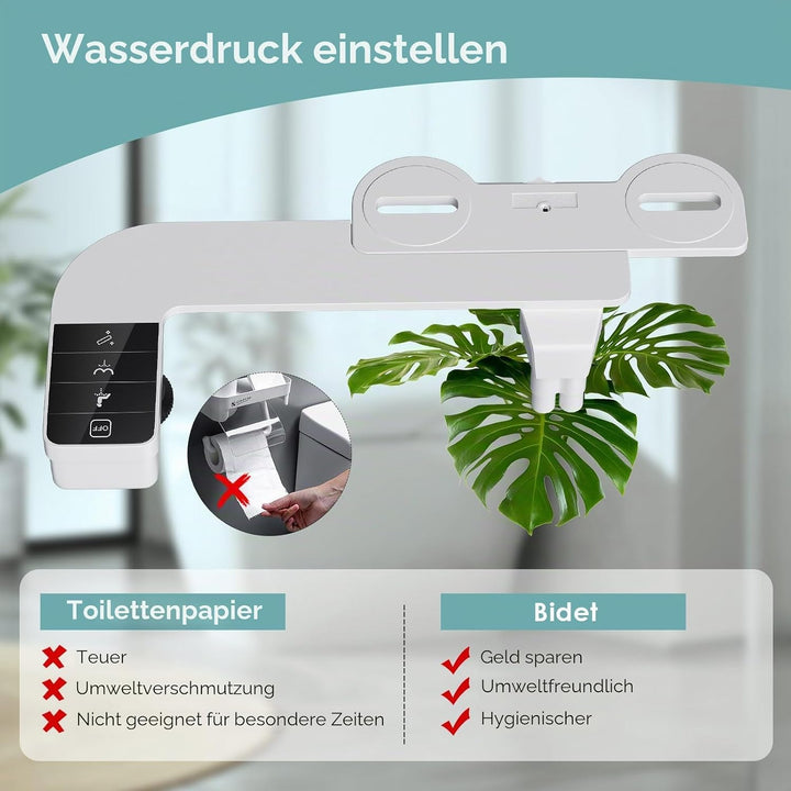 Bidet Aufsatz für Toilette, Nicht Elektrisches Kaltwasser-Bidet mit Einziehbaren Doppel Selbstreinig