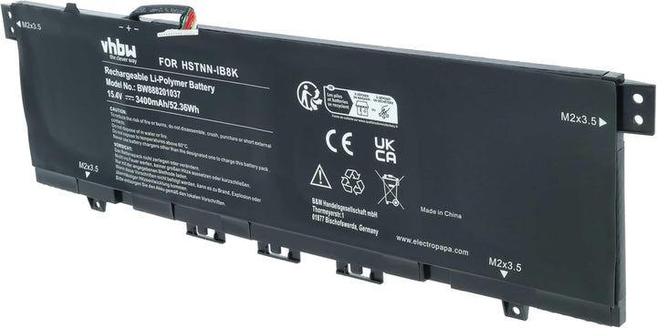 vhbw Akku kompatibel mit HP Envy 13-AH1004TX(5HS48PA), 13-AH1005TU Notebook (3400mAh, 15,4V, Li-Poly