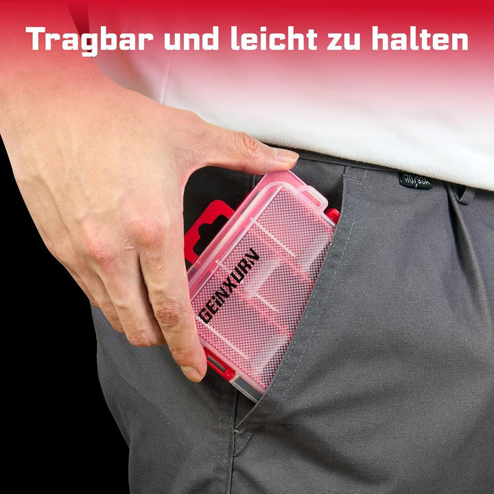 4 Stück Kleiner Flacher Sortimentskoffer für Kleinteile, Tragbarer Sortierbox mit Herausnehmbaren Tr