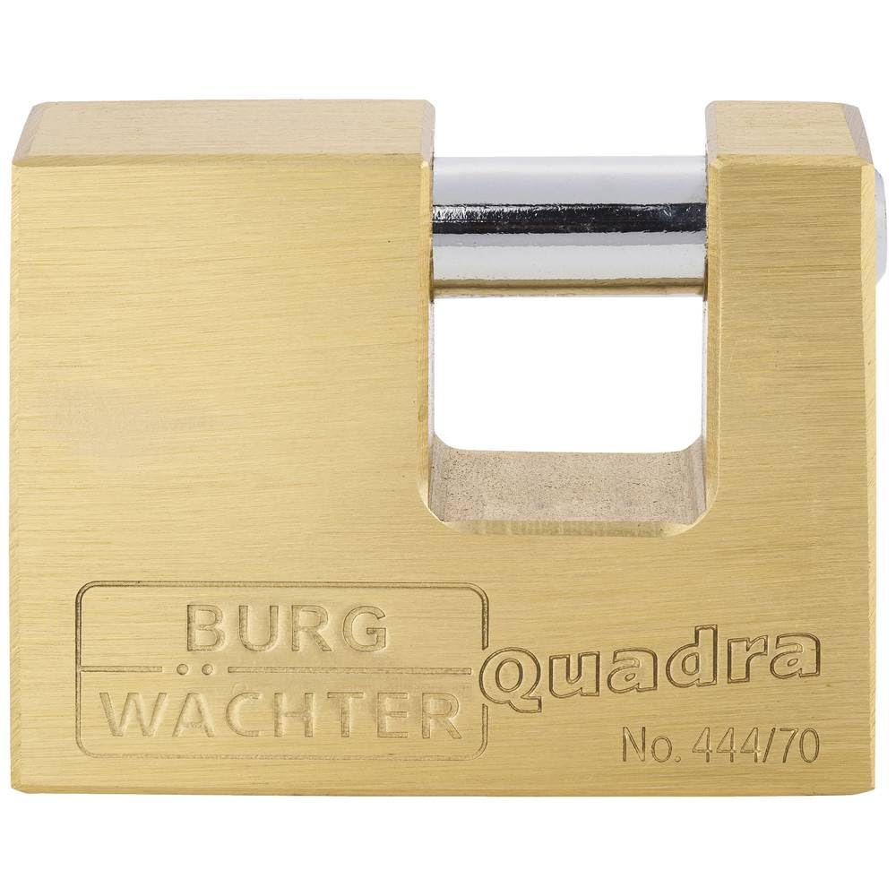 Burg Wächter Bügelschloss 444 70 Quadra Zylinder-Vorhangschloss , messing, 12,0 x 22,0 x 16,5 mm