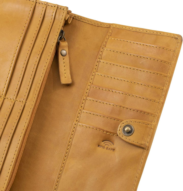 Maitre - steinbach immine purse lh14f Lila 18,00X9,00X0,00 CM Farbe:gelb / Material:cotton,cow Leath