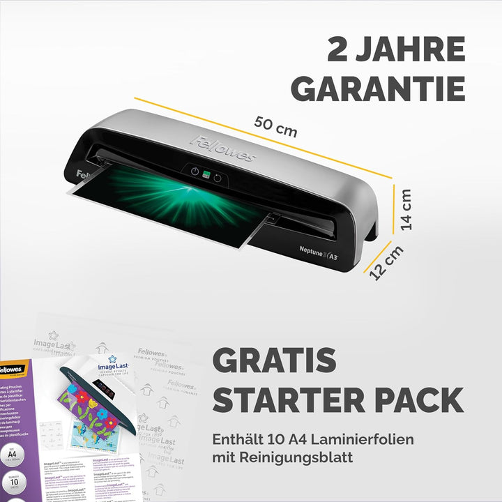 Fellowes A3 Laminiergerät Neptune 3 - bis 175 Mikron - Aufwärmzeit nur 60 Sekunden - AutoSense Techn