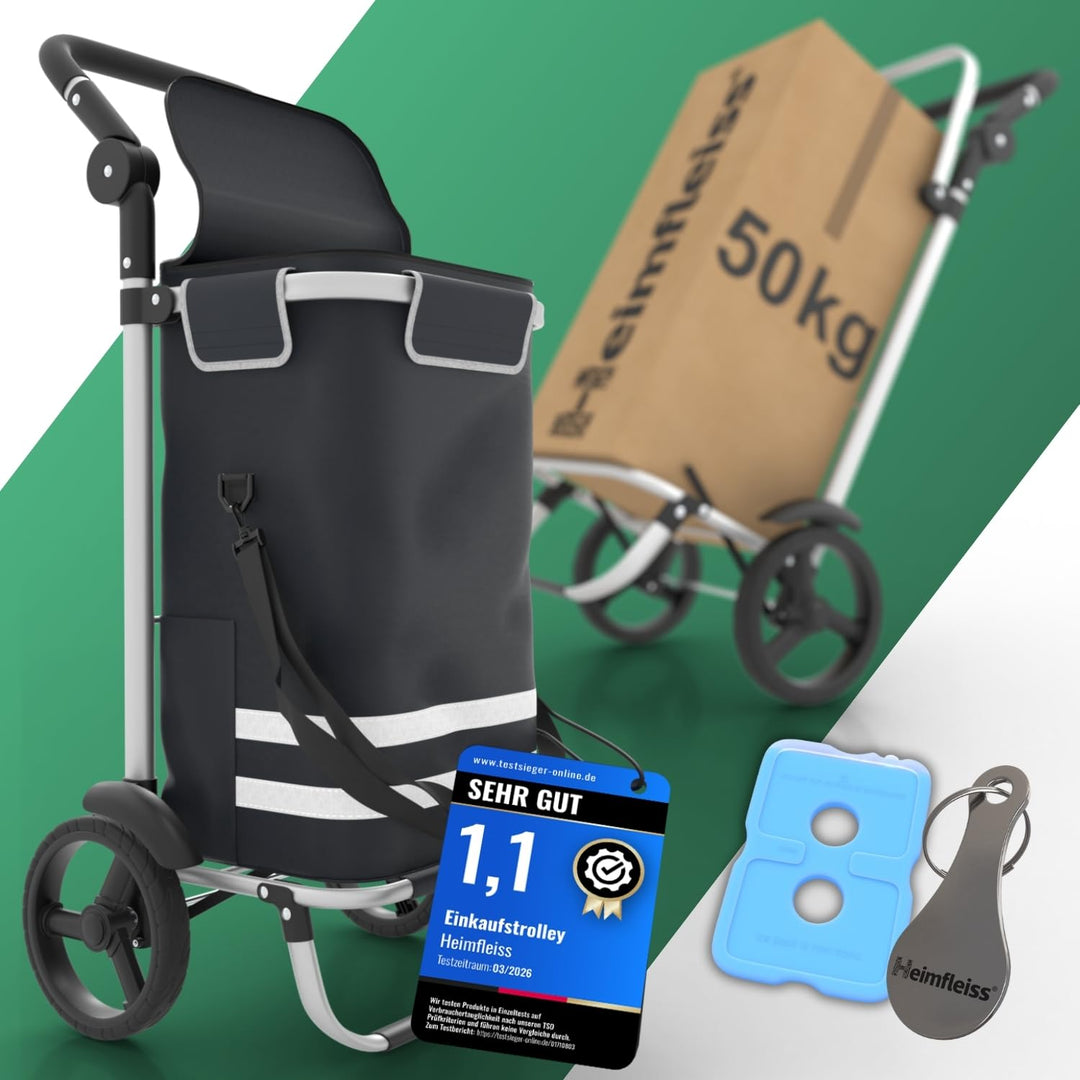 Heimfleiss® Einkaufstrolley klappbar mit 56L Volumen | Einkaufswagen klappbar mit 50kg Traglast | Le