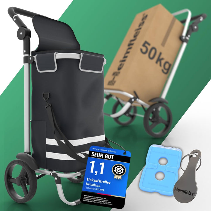 Heimfleiss® Einkaufstrolley klappbar mit 56L Volumen | Einkaufswagen klappbar mit 50kg Traglast | Le