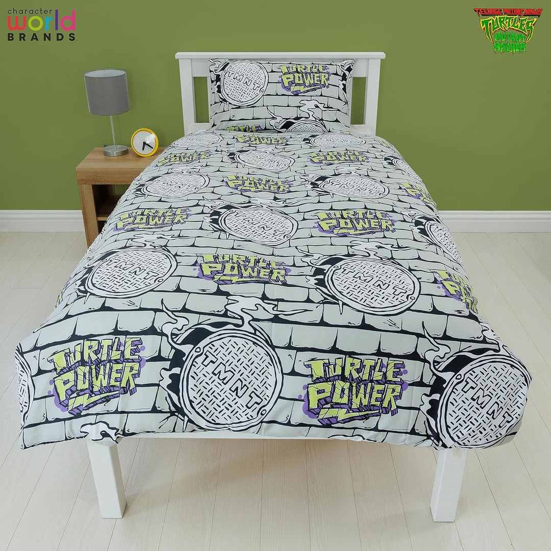 Character World Offizielles Teenage Mutant Ninja Turtles Bettwäsche-Set für Einzelbett, Power-Design