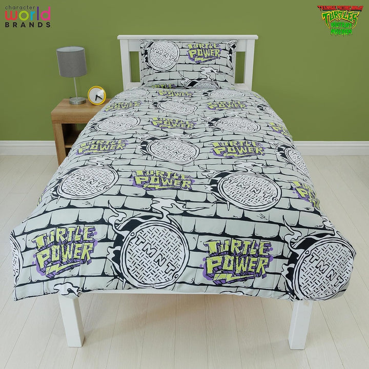 Character World Offizielles Teenage Mutant Ninja Turtles Bettwäsche-Set für Einzelbett, Power-Design