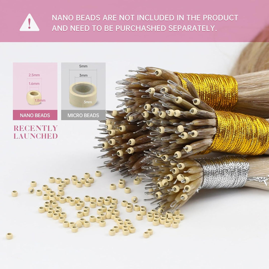 YoungSee Nanoring Extensions Echthaar Blond Nanoring Extensions Goldblond Nano Ringe Haare Nanoring