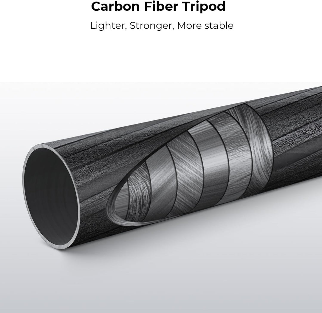K&F Concept 172cm Carbon Stativ, D255C4(SA255C1) Kompaktes Kamera Handy Stativ, Leichtes Tripod mit