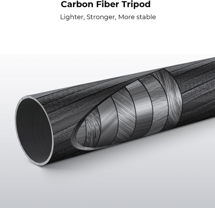 K&F Concept 172cm Carbon Stativ, D255C4(SA255C1) Kompaktes Kamera Handy Stativ, Leichtes Tripod mit