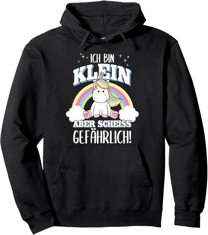 Klein aber gefährlich Lustiger Einhorn Geschenk Spruch Damen Pullover Hoodie