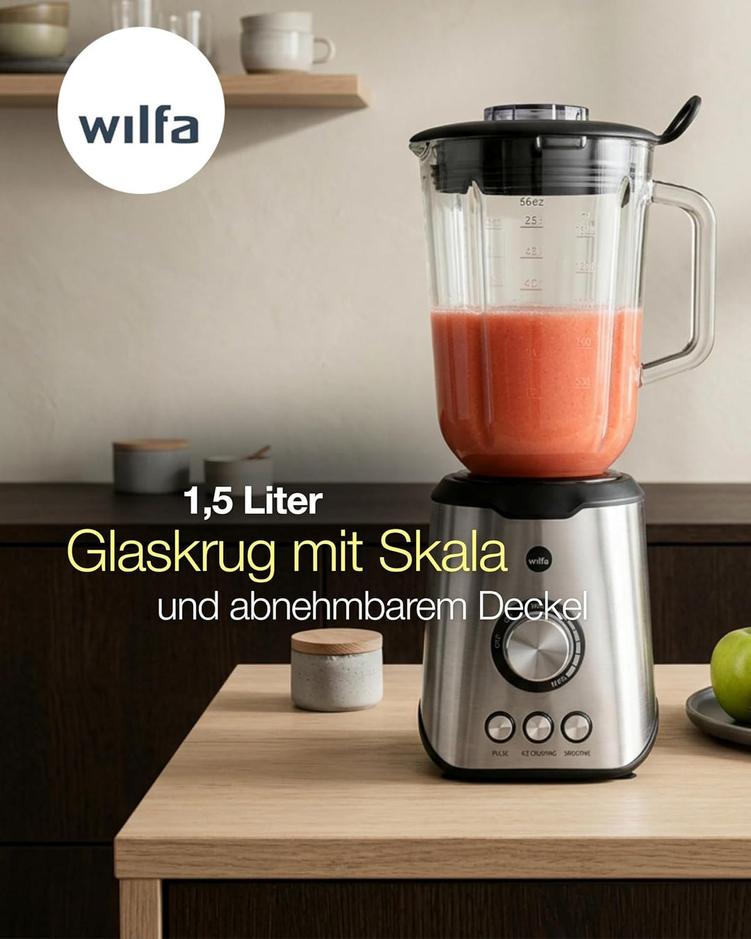 Wilfa SMOOTH Standmixer - leistungsstarker 1000 Watt Motor mit einem Fassungsvermögen von 1,5 Liter,