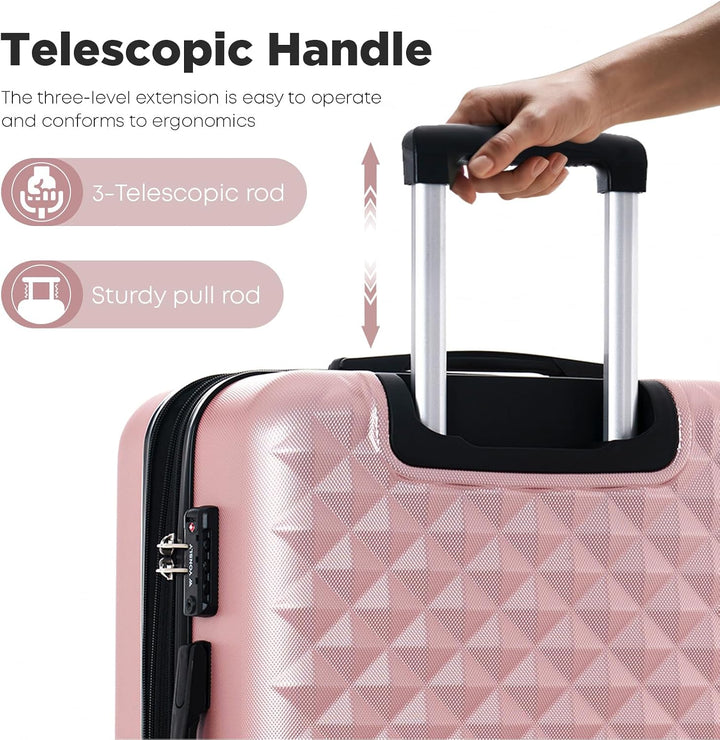 Reisekoffer Suitcase, Erweiterbarer Hartschalenkoffer Trolley mit TSA-Schloss und hochwertigem YKK-R