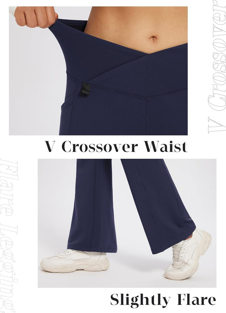 baleaf Thermo Hose Damen Thermo Leggings mit Taschen Wanderhose Wasserabweisend Bootcut Leggings Sch