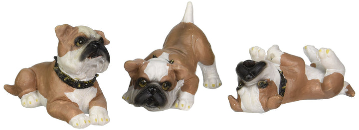 Design Toscano Stop, Drop and Roll, Britisch Bulldoggen-Welpen, Figuren: 3er-Set Set of Three, Set o