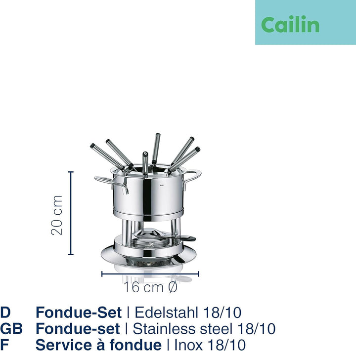 Kela 10968 Fondue-Set, Fleischfondue, 10-teilig, Für 6 Personen, Edelstahl, 1,7 l, Cailin 10-teilig,