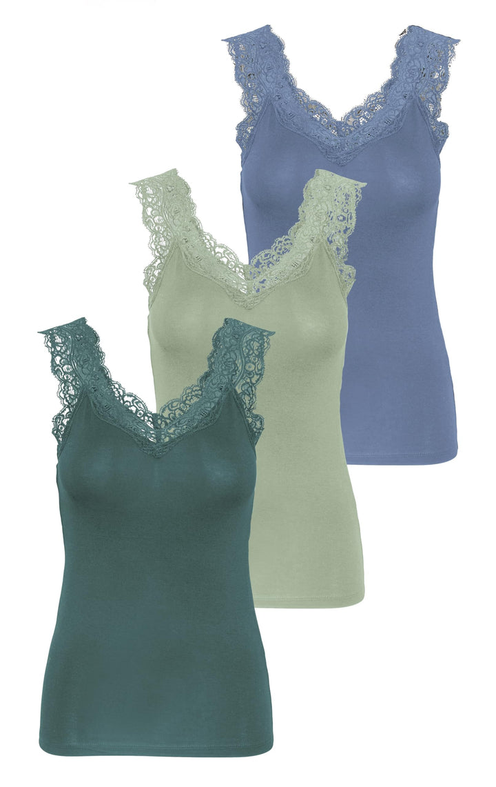 PIECES Damen Pcbarbera Lace Noos Bc Top XS 1x Desert Sage, 1x Balsam Green, 1x China Blue, XS 1x Des